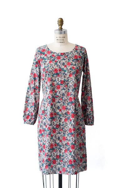 ROSIE IN CORAL ON GREY FLORAL