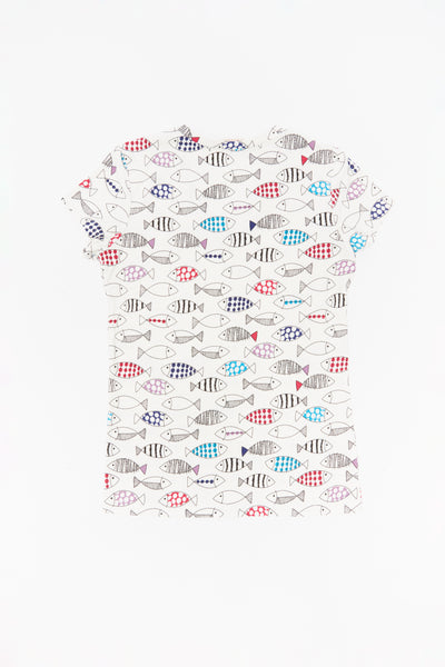 SUNNY SLEEP TEE IN FISH PRINT