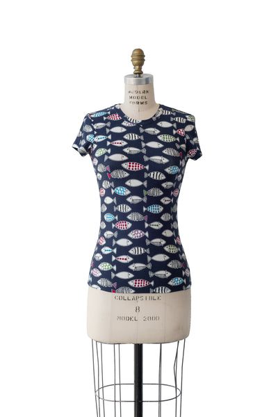 SUNNY SLEEP TEE IN FISH PRINT